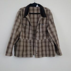 Vintage Riveted Plaid Corduroy Collar Button Front Jacket